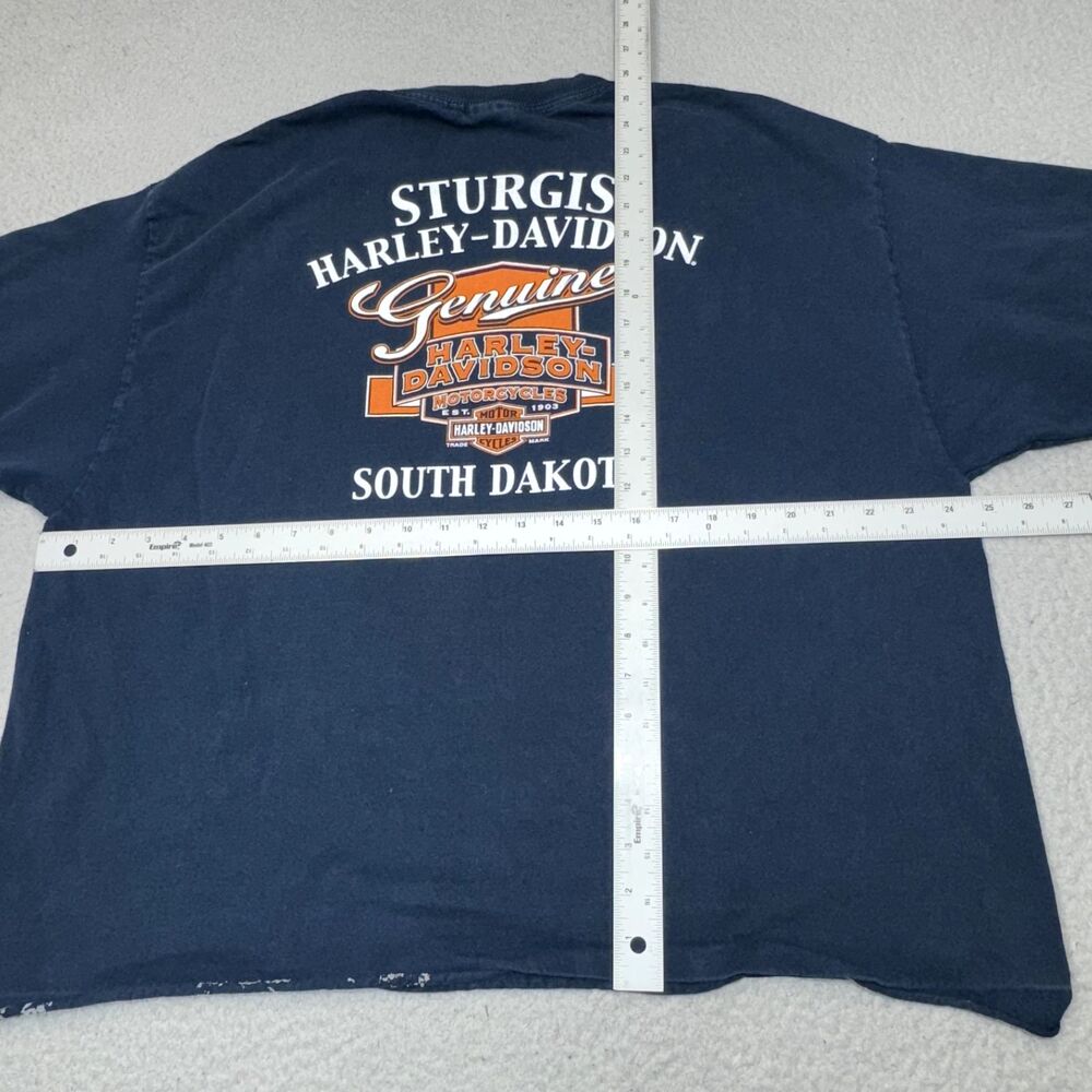 Harley Davidson Shirt Men Extra Large Blue Cut Off Sturgis Bravado Genuine Biker - Picture 13 of 16